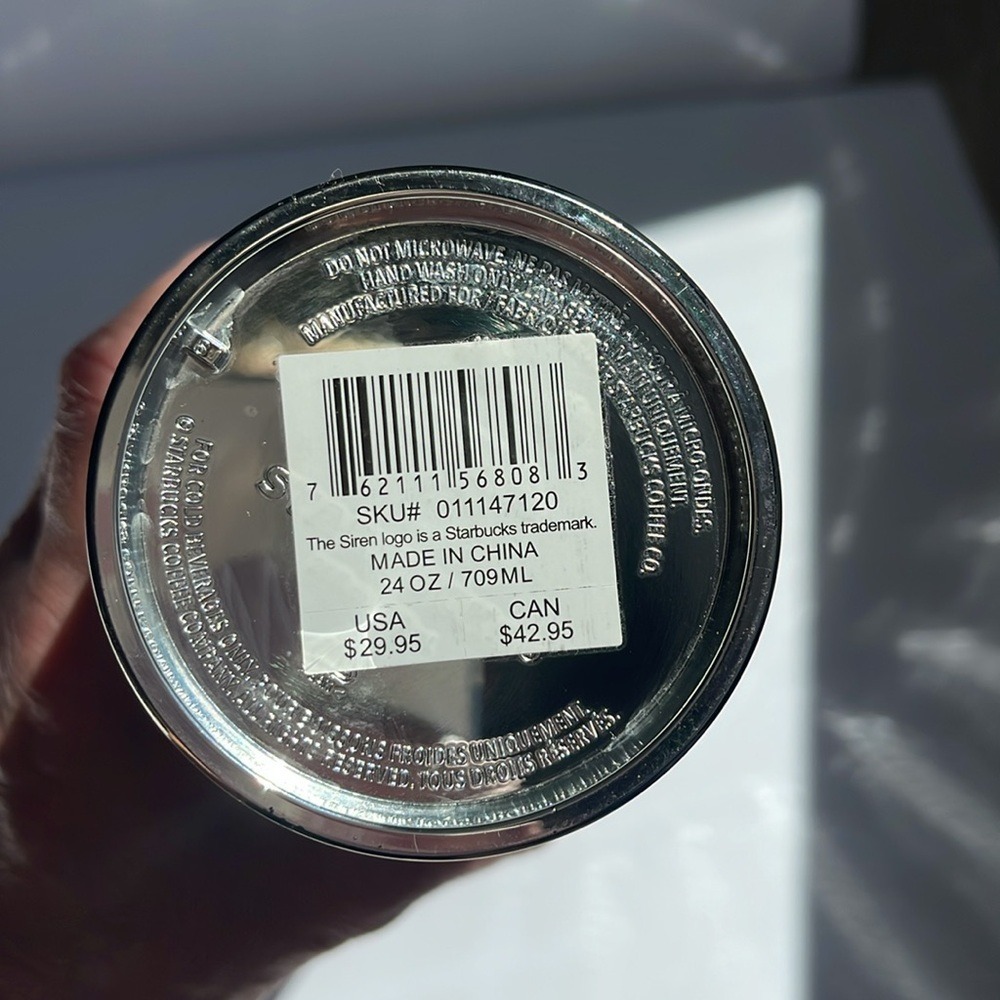Starbucks Metallic Silver Grid Tumbler Cup with Straw - Picture 5 of 7